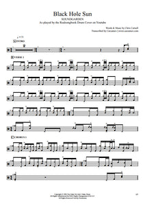 Black Hole Sun - Soundgarden - Full Drum Transcription / Drum Sheet Music - Realsongbook