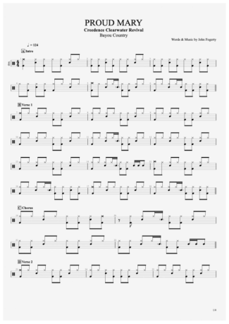 Proud Mary - Creedence Clearwater Revival (CCR) - Drum Sheet Music ...