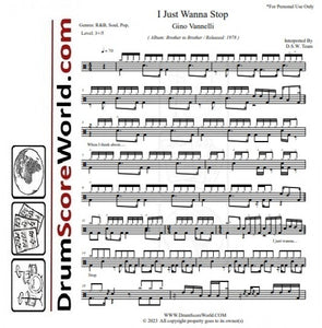 I Just Wanna Stop - Gino Vannelli - Full Drum Transcription / Drum Sheet Music - DrumScoreWorld.com