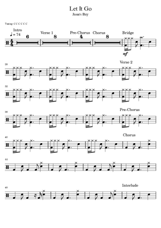 Let It Go - James Bay - Drum Sheet Music - AriaMus – DrumSetSheetMusic