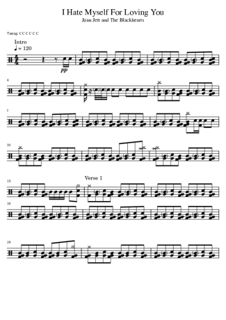 I Hate Myself for Loving You - Joan Jett & The Blackhearts - Drum Sheet