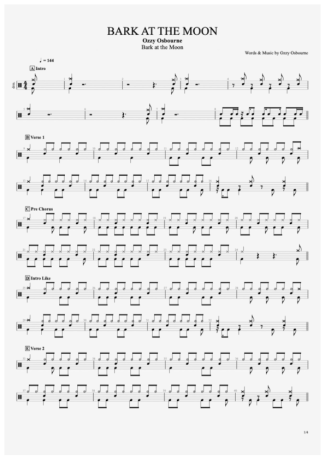 Bark at the Moon - Ozzy Osbourne - Drum Sheet Music