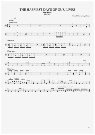 The Happiest Days of Our Lives - Pink Floyd - Drum Sheet Music