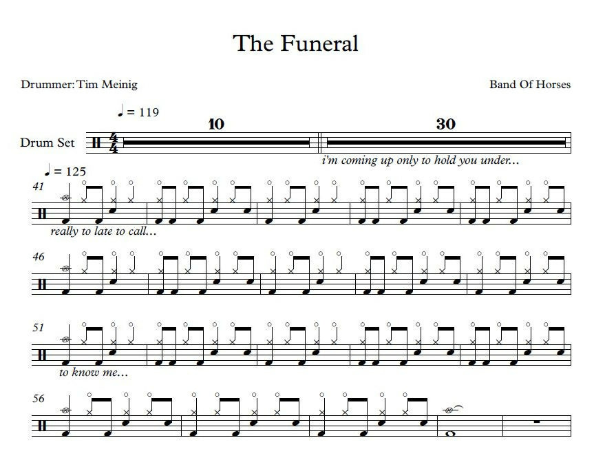 The Funeral - Band of Horses - Drum Sheet Music - Franki Bio