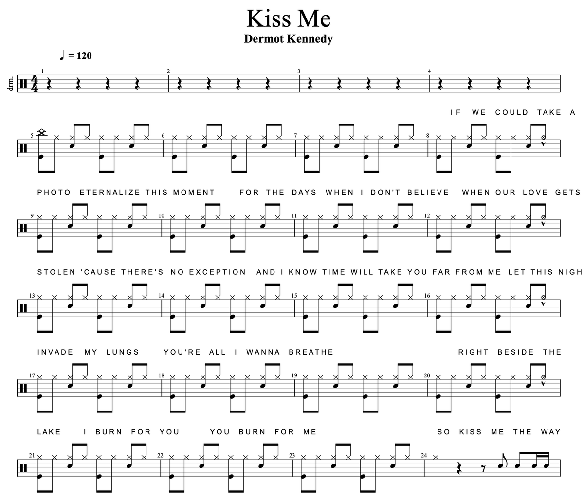 kiss-me-dermot-kennedy-drum-sheet-music-cyril-mayer