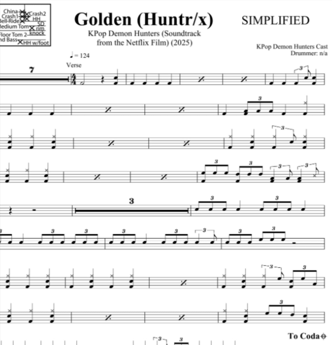 Golden (Huntrix) - KPop Demon Hunters Cast - Drum Sheet Music
