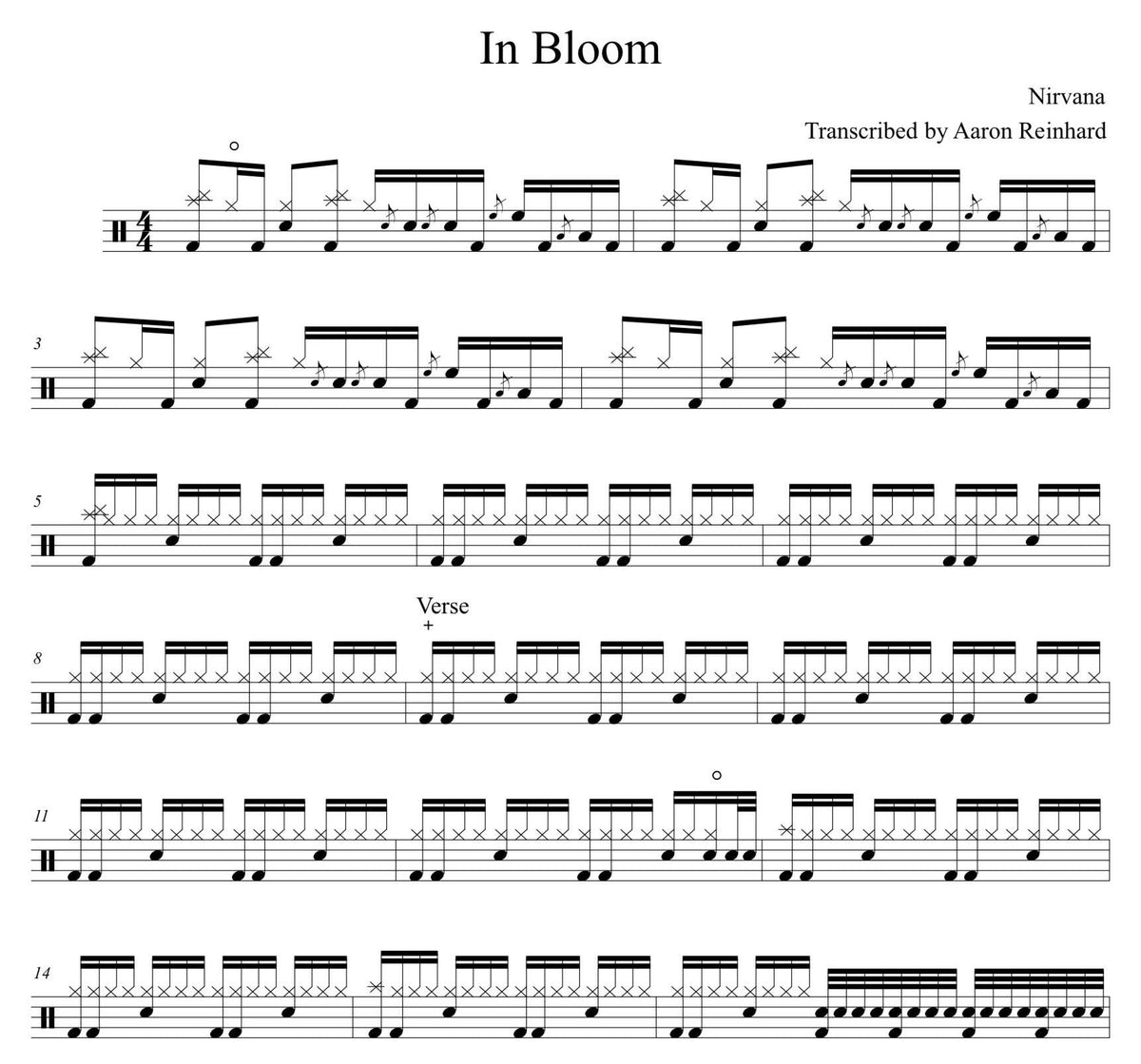 In Bloom - Nirvana - Drum Sheet Music - Aaron Reinhard – DrumSetSheetMusic