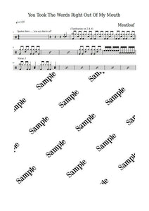 You Took The Words Right Out Of My Mouth - Meat Loaf - Full Drum Transcription / Drum Sheet Music - KiwiDrums