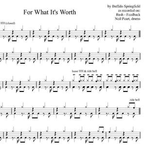 For What It's Worth - Rush - Collection of Drum Transcriptions / Drum Sheet Music - Drumm Transcriptions