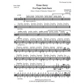 Gone Away - Five Finger Death Punch - Drum Sheet Music - DrumScoreWorld ...