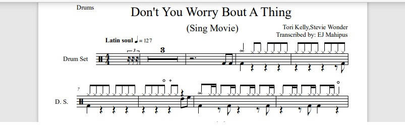 Dont You Worry About A Thing Tori Kelly Drum Sheet Music Drumsheets4u Drumsetsheetmusic 1433