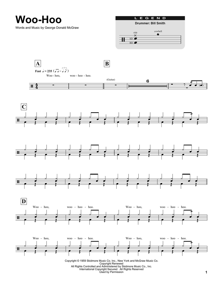 Woo Hoo - The Rock a Teens - Drum Sheet Music - SheetMusicDirect