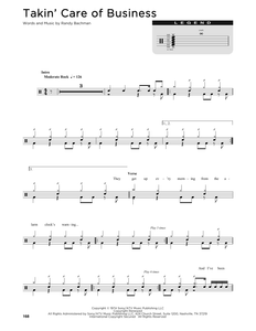 Takin' Care of Business - Bachman Turner Overdrive - Full Drum Transcription / Drum Sheet Music - SheetMusicDirect D