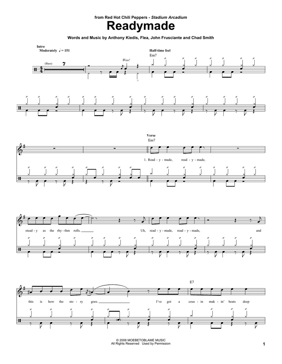 Readymade Red Hot Chili Peppers Drum Sheet Music SheetMusicDirect