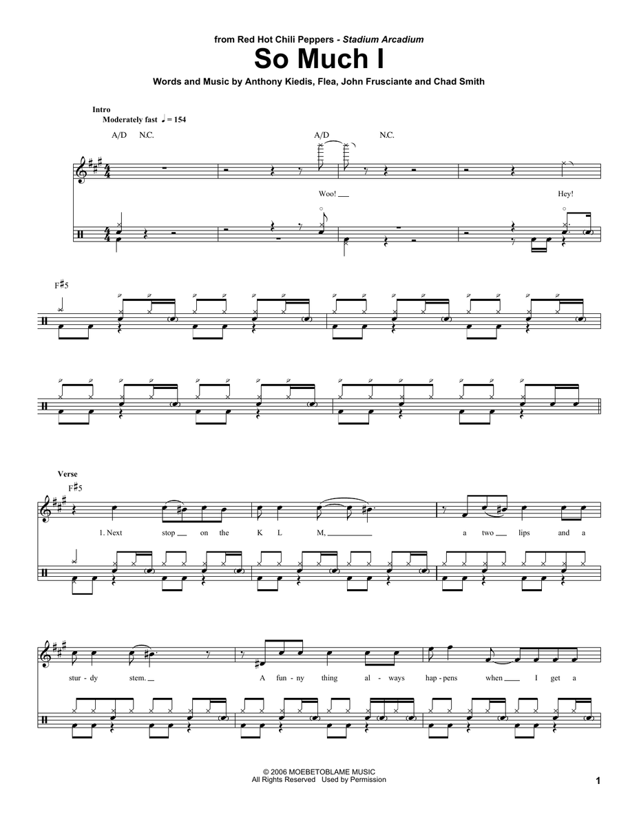 So Much I Red Hot Chili Peppers Drum Sheet Music SheetMusicDirect