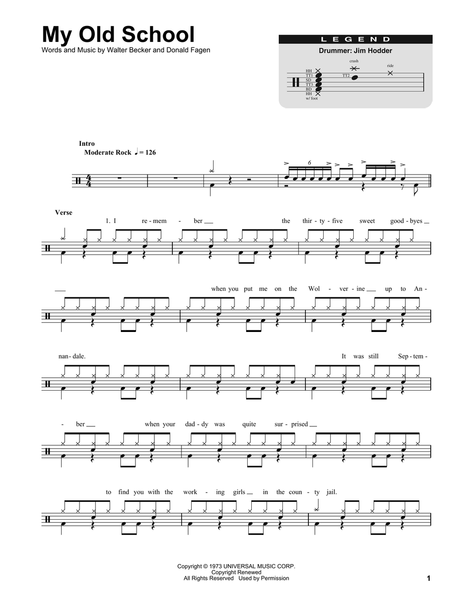 My Old School Steely Dan Drum Sheet Music SheetMusicDirect DT