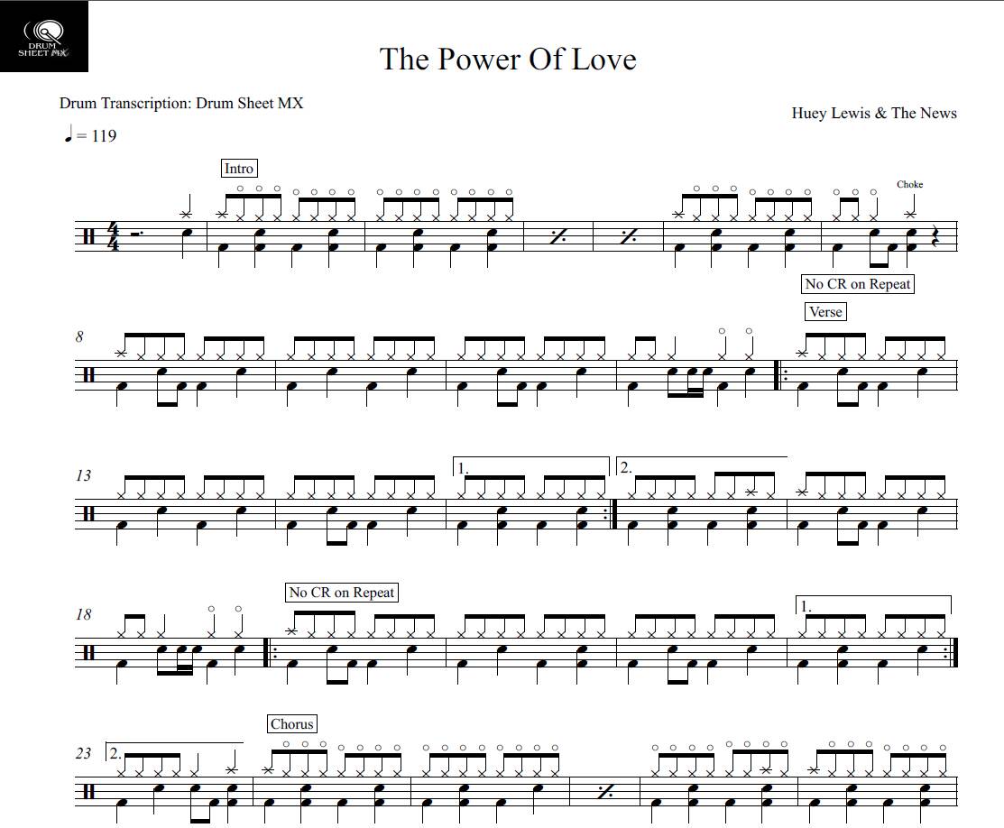 the power of love huey lewis tab