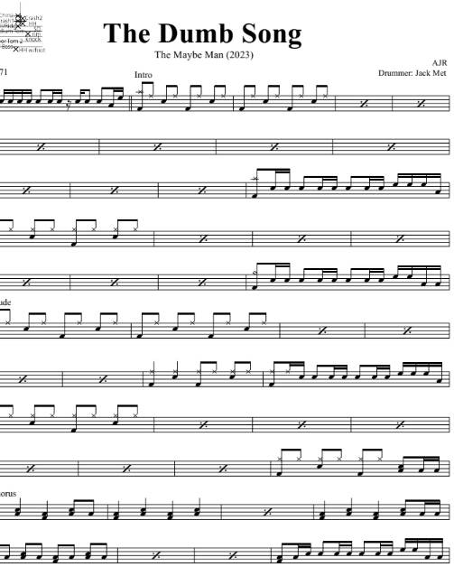 The Dumb Song - AJR - Drum Sheet Music - DrumSetSheetMusic.com