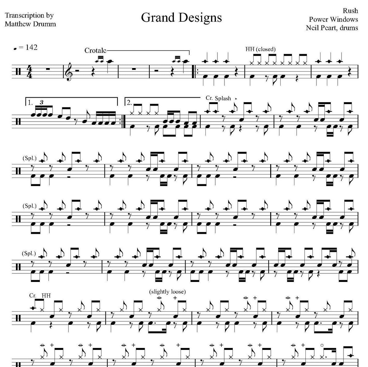 Grand Designs Rush Drum Sheet Music Drumm Transcriptions