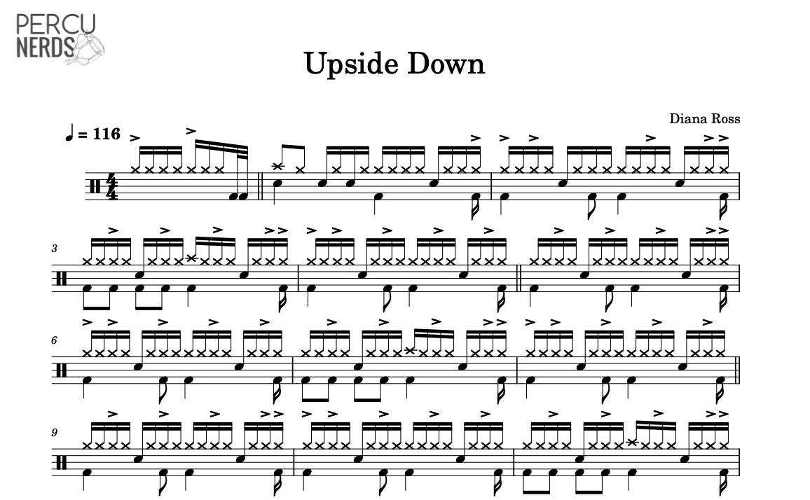 Upside Down Diana Ross Drum Sheet Music Percunerds Transcriptions DrumSetSheetMusic
