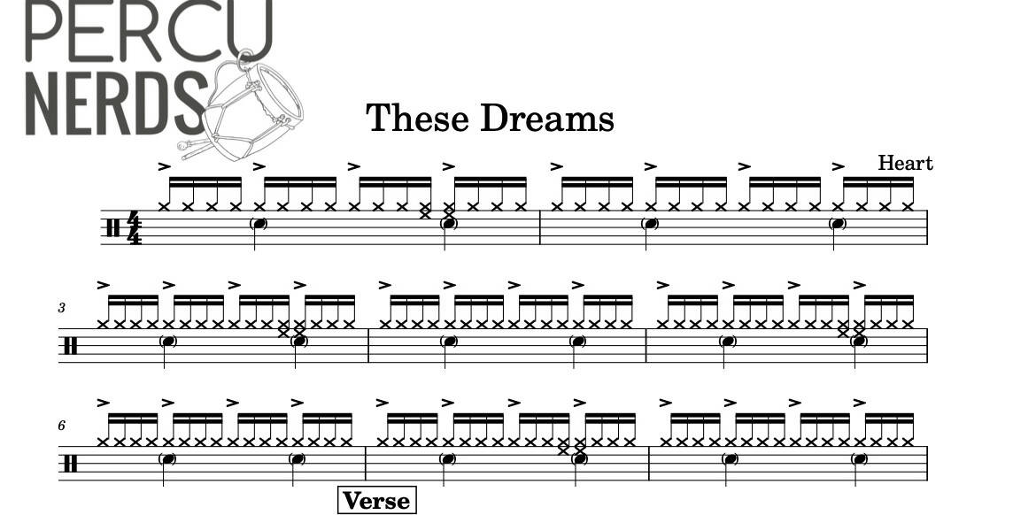 These Dreams Heart Drum Sheet Music Percunerds Transcriptions