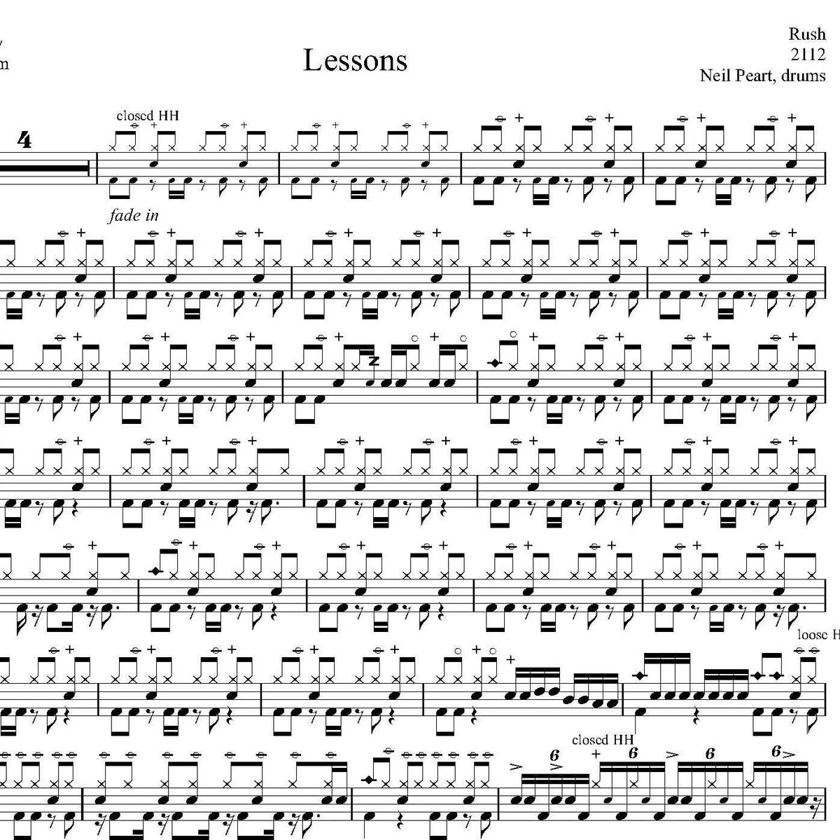 Lessons Rush Drum Sheet Music Drumm Transcriptions Drumsetsheetmusic 6224