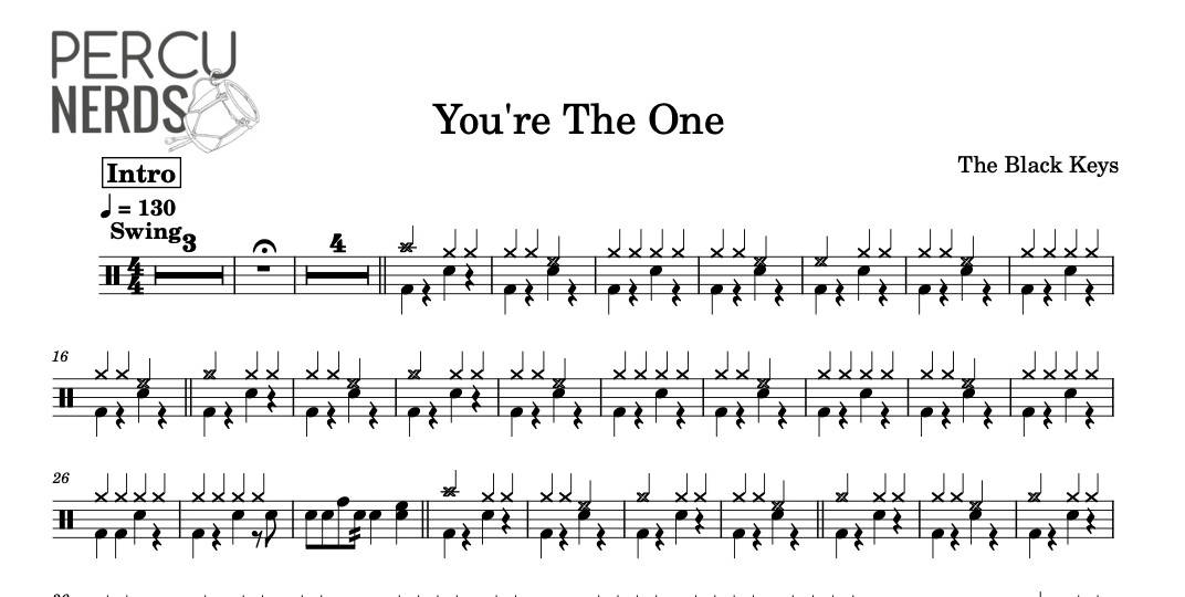 You're The One The Black Keys Drum Sheet Music Percunerds