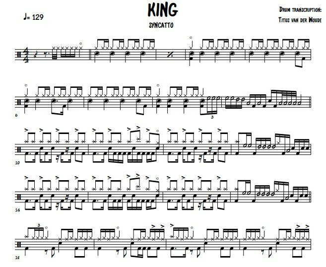 King Syncatto Drum Sheet Music Titus Van Der Woude Drumsetsheetmusic 0675