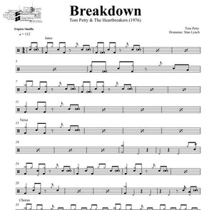 Breakdown - Tom Petty and the Heartbreakers - Full Drum Transcription / Drum Sheet Music - DrumSetSheetMusic.com
