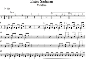 Enter Sandman - Metallica - Full Drum Transcription / Drum Sheet Music - Josuepercu