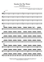 Smoke on the Water Deep Purple Full Drum Transcription / Drum Sheet Music Realsongbook