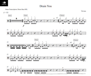 Drain You - Nirvana - Full Drum Transcription / Drum Sheet Music - Drum Sheet MX