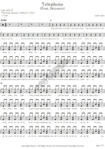 Telephone (feat. Beyoncé) Lady Gaga Full Drum Transcription / Drum Sheet Music COPYDRUM