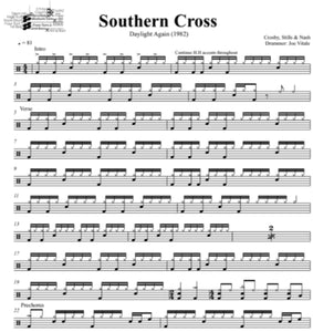 Southern Cross - Crosby, Stills & Nash - Full Drum Transcription / Drum Sheet Music - DrumSetSheetMusic.com