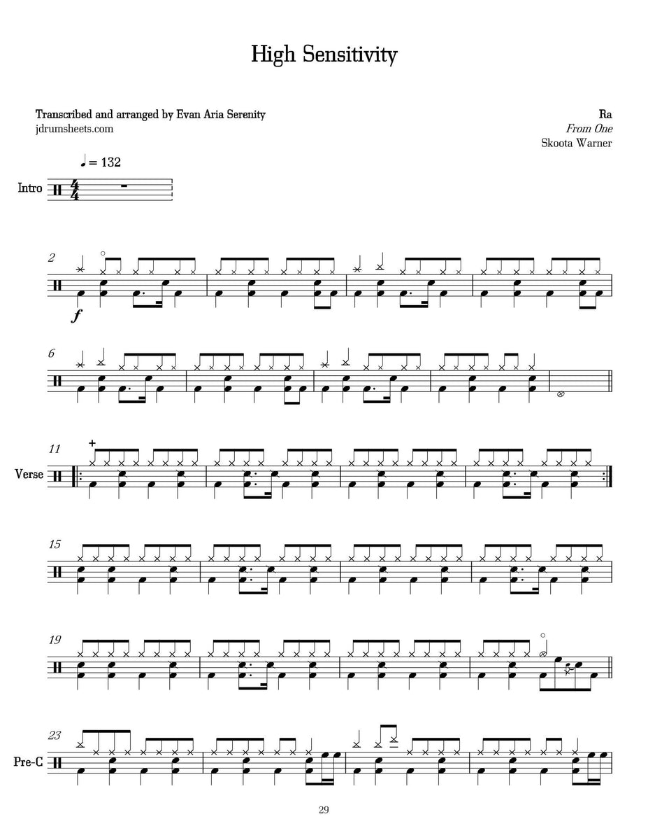 High Sensitivity - Ra (The Band) - Drum Sheet Music - Jaslow Drum ...