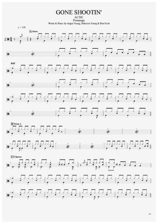 Gone Shootin' - Ac Dc - Drum Sheet Music - Ariamus.com – Drumsetsheetmusic