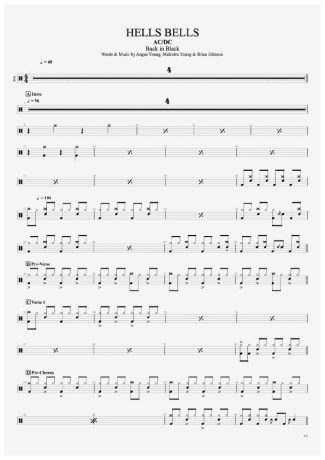 Hells Bells - AC/DC - Drum Sheet Music - AriaMus.com – DrumSetSheetMusic