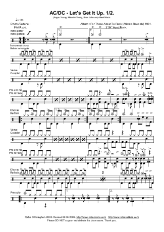 Let's Get It Up - AC/DC - Drum Sheet Music - AriaMus.com ...