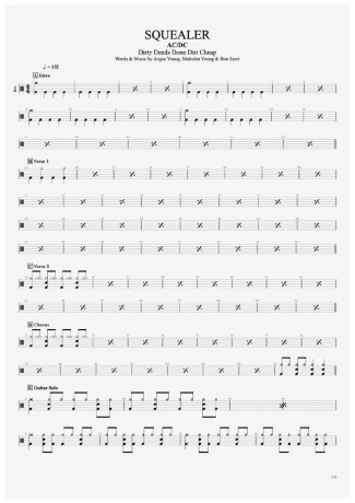 Squealer - AC/DC - Drum Sheet Music - AriaMus.com – DrumSetSheetMusic
