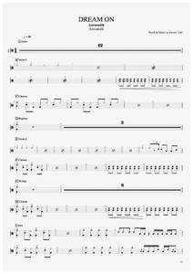 Dream On - Aerosmith - Full Drum Transcription / Drum Sheet Music - AriaMus.com