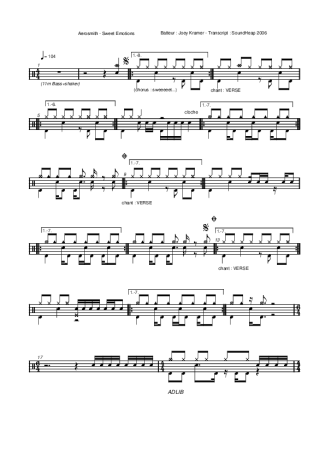 Sweet Emotion - Aerosmith - Drum Sheet Music - AriaMus.com ...