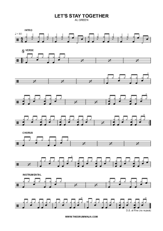 Let's Stay Together - Al Green - Full Drum Transcription / Drum Sheet Music - AriaMus.com