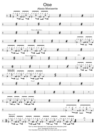 One - Alanis Morissette - Full Drum Transcription / Drum Sheet Music - AriaMus.com