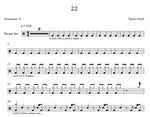 22 Taylor Swift Full Drum Transcription / Drum Sheet Music Franki Bio