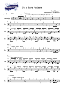 No. 1 Party Anthem - Arctic Monkeys - Full Drum Transcription / Drum Sheet Music - AriaMus.com
