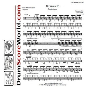 Be Yourself - Audioslave - Full Drum Transcription / Drum Sheet Music - DrumScoreWorld.com