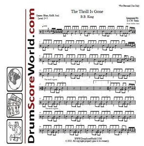 The Thrill Is Gone - B.B. King - Full Drum Transcription / Drum Sheet Music - DrumScoreWorld.com