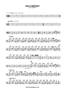 Bad Company - Bad Company - Full Drum Transcription / Drum Sheet Music - AriaMus.com