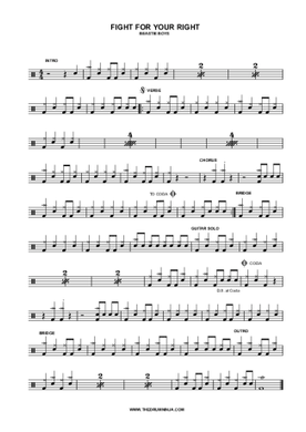 (You Gotta) Fight for Your Right (To Party!) - Beastie Boys - Full Drum Transcription / Drum Sheet Music - AriaMus.com