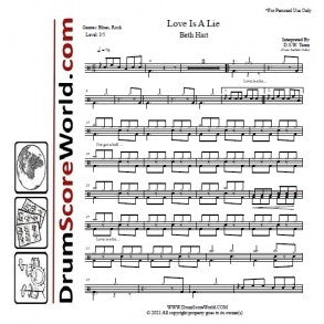 Love Is a Lie - Beth Hart - Full Drum Transcription / Drum Sheet Music - DrumScoreWorld.com